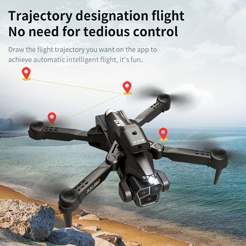 2 Batteries K10 MAX: 3 Camera Remote Control Drone with SD Three ESC Camera Optical Flow Positioning 360° Obstacle Avoidance 2.4GHz Wifi FPV APP Control, Halloween Christmas Gift