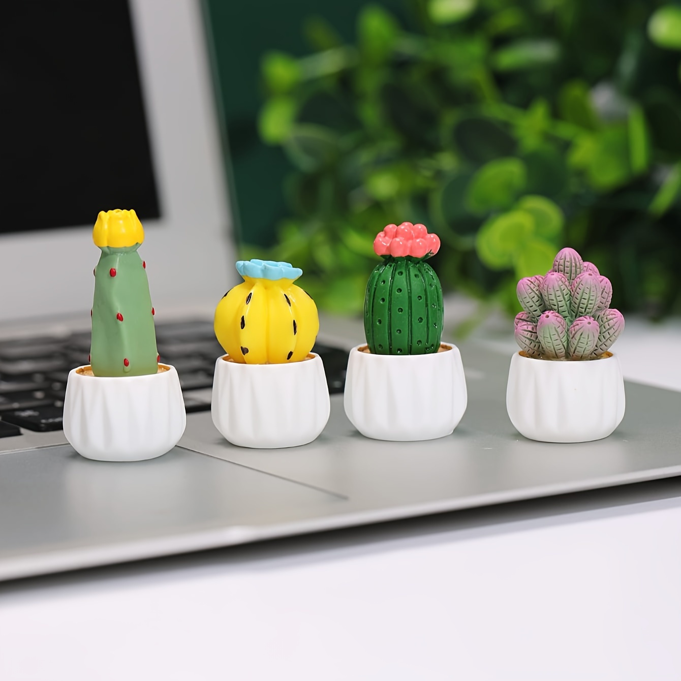 4pcs Cute Cactus Plant Statues, Miniature Succulent Plant Decorations,  Modern Resin Office Desk Plant Decorations, Cute Faces, Multifunctional  Home And Office Decorations