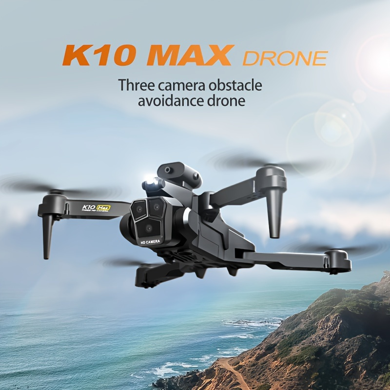 2 Batteries K10 MAX: 3 Camera Remote Control Drone with SD Three ESC Camera Optical Flow Positioning 360° Obstacle Avoidance 2.4GHz Wifi FPV APP Control, Halloween Christmas Gift