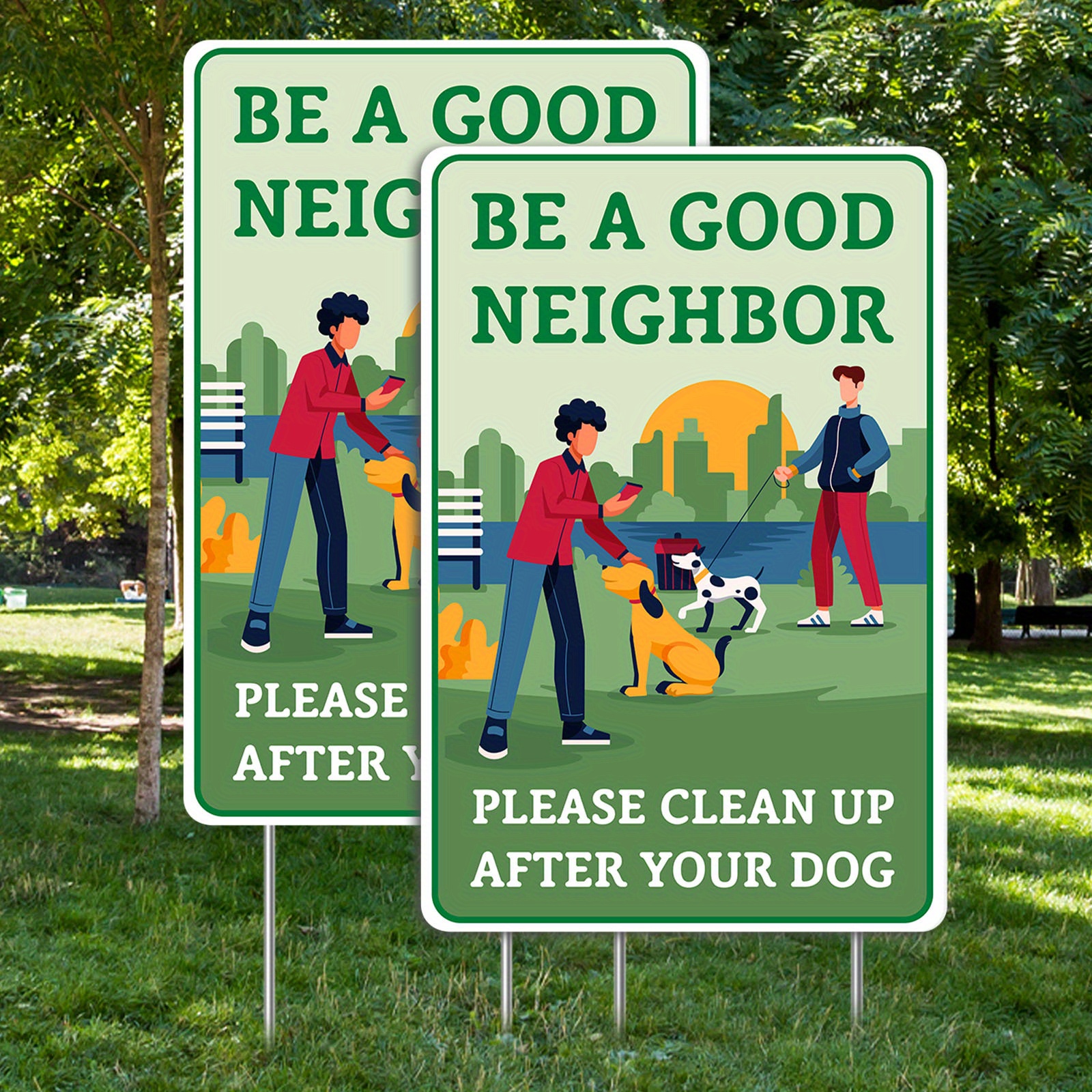 

1set Pvc Pooping Lawn Signs - Outdoor Stake Mounted Pet Waste Removal Reminders For Yard, Park & Garden - Durable, Weatherproof, Easy Setup - Be A Decor For All Holidays