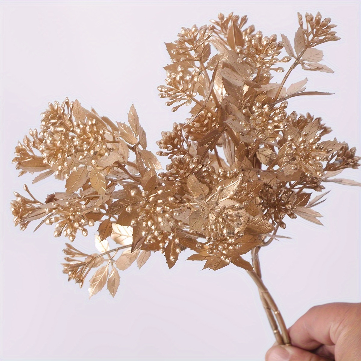 

8pcs Set Of Golden & Eucalyptus Leaves - , Christmas, Thanksgiving & Decorations