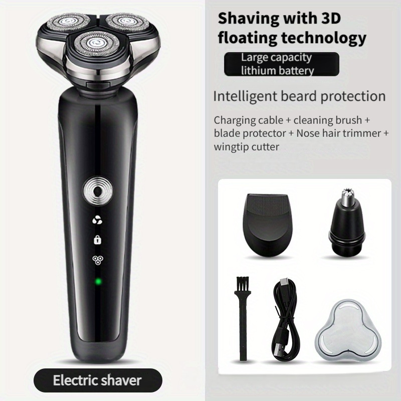 

Electric Shaver High-power Washable Multi-functional Three-in-one Electric Shaver Nose Hair Trimmer Razor Rechargeable Portable Three-head Shaver