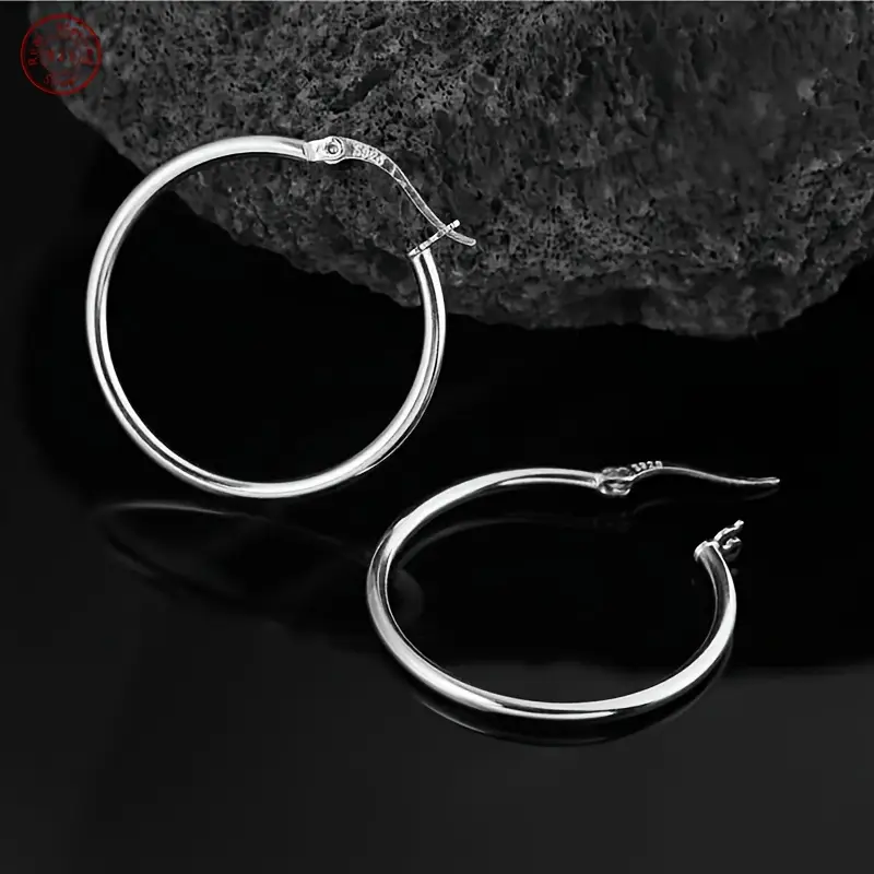 elegant sexy 925 sterling silver hoop earrings vegan lightweight 0 2cm width with birthstone for women and men daily gift occasion jewelry valentines day gift in beautiful box Product details 4