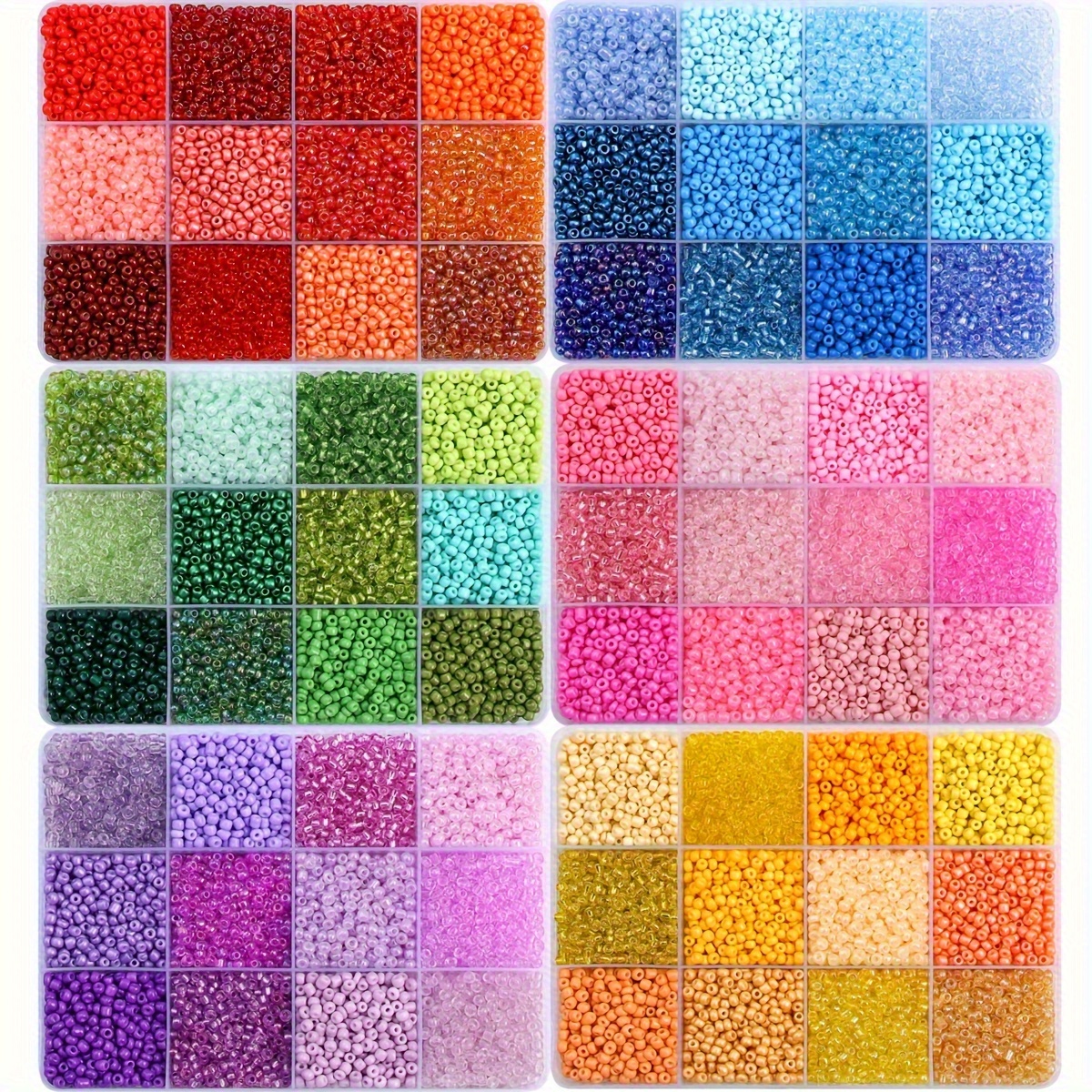 

3600 perles de en verre de 3 mm, assorties, boîte de rangement à 12 compartiments, kit de de DIY, perles bracelets, , artisanat - Kits de perles