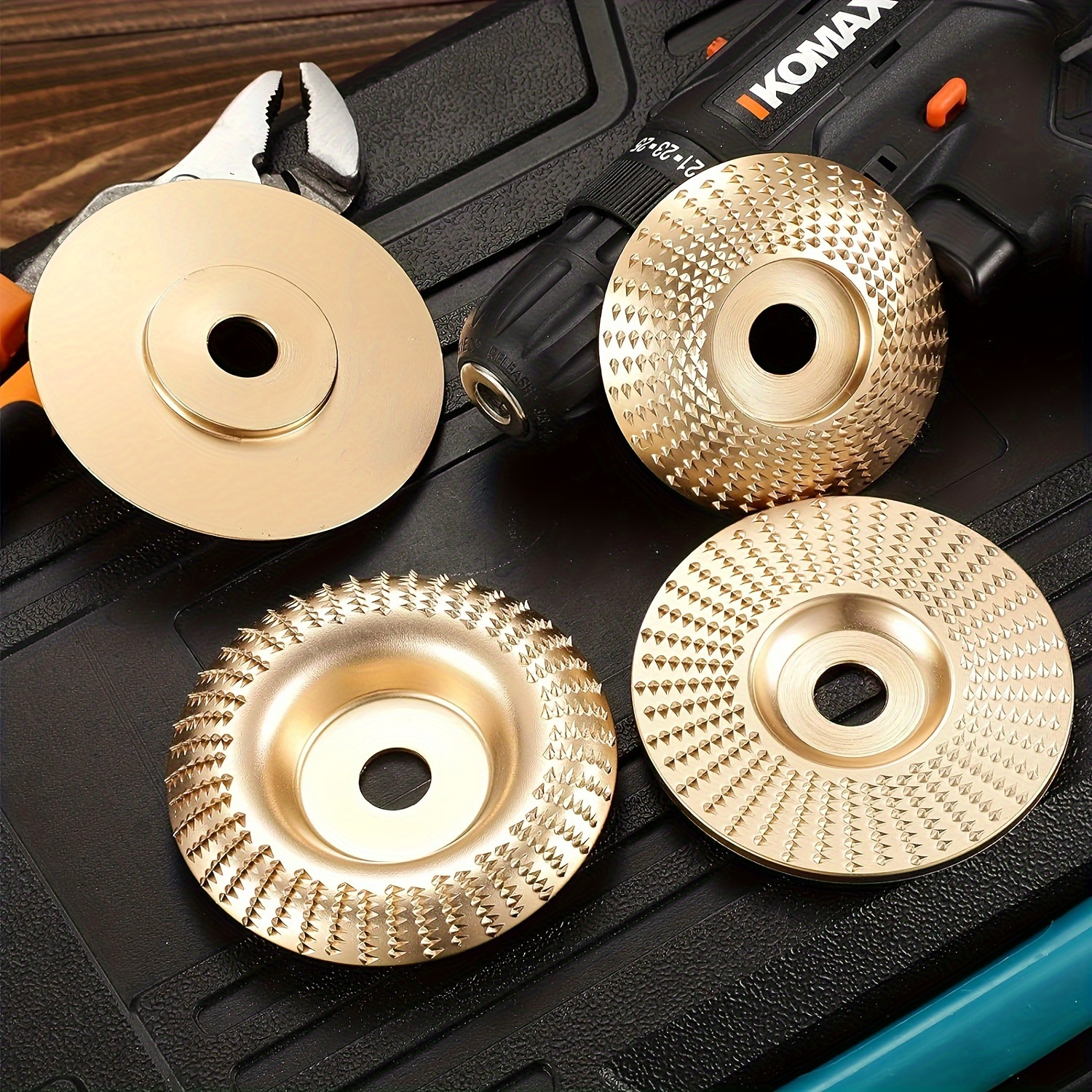 

3pcs Carving Disc Set, 3.9" Golden Grinding Wheel For Shaping & Polishing - Craft Tool Accessories