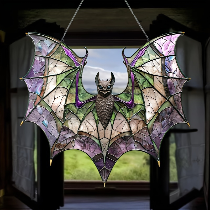 

Modern Acrylic Bat 8"x7.3" - Colorful Glass-style Window Hanging, Versatile Decor, Home Wall Art, Perfect Housewarming Or Wreath Centerpiece Accessory, Waterproof & Solvent-resistant