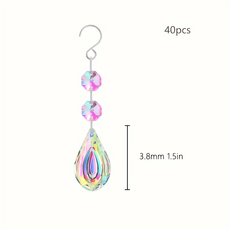 Image of 40pcs Colored -38mm Branch Chandelier Crystal Replacement Hanging Prism Suitable For Window Christmas Tree Decoration