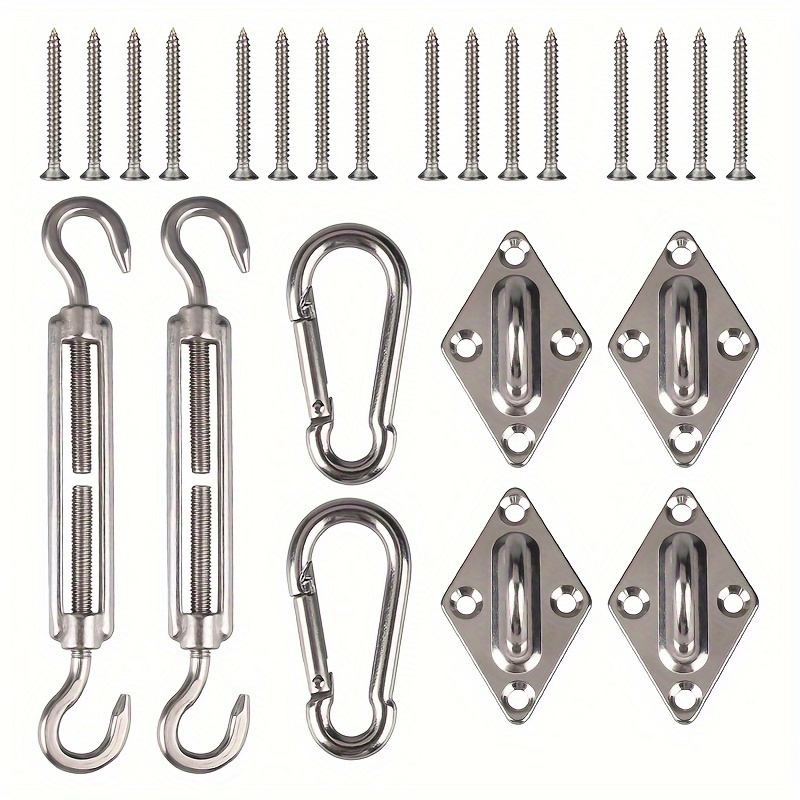 

24pc Shade Sail Hardware Kit, For Sun Shade Sail Installation, Stainless For Garden Outdoors