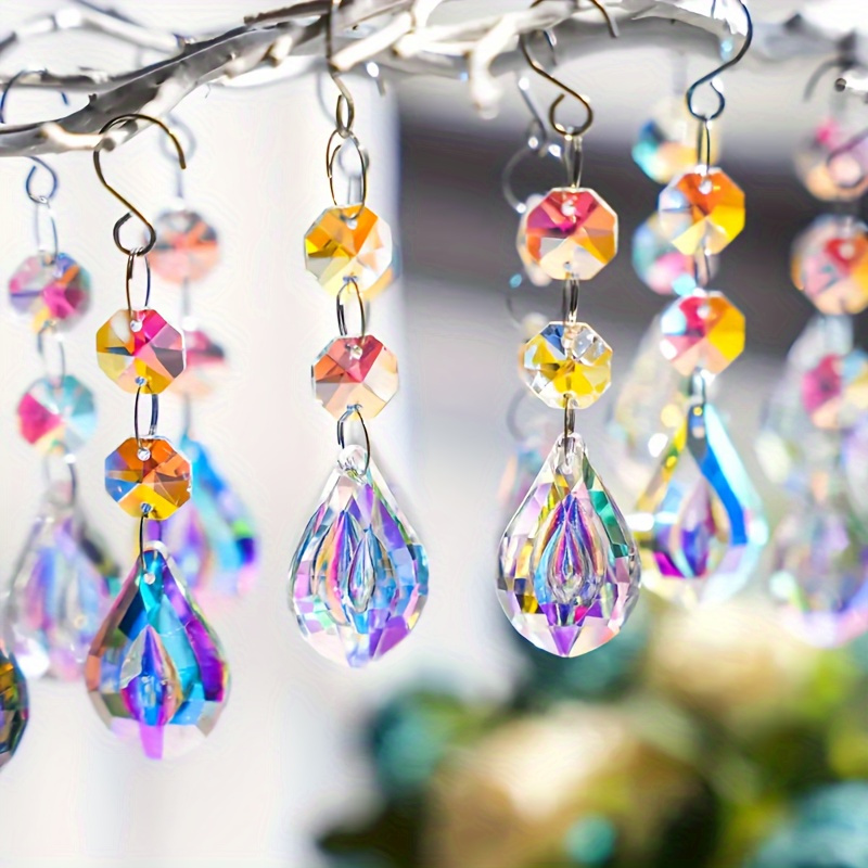 

40pcs Colored -38mm Branch Chandelier Crystal Hanging Prism Suitable For Window Christmas Tree Decoration