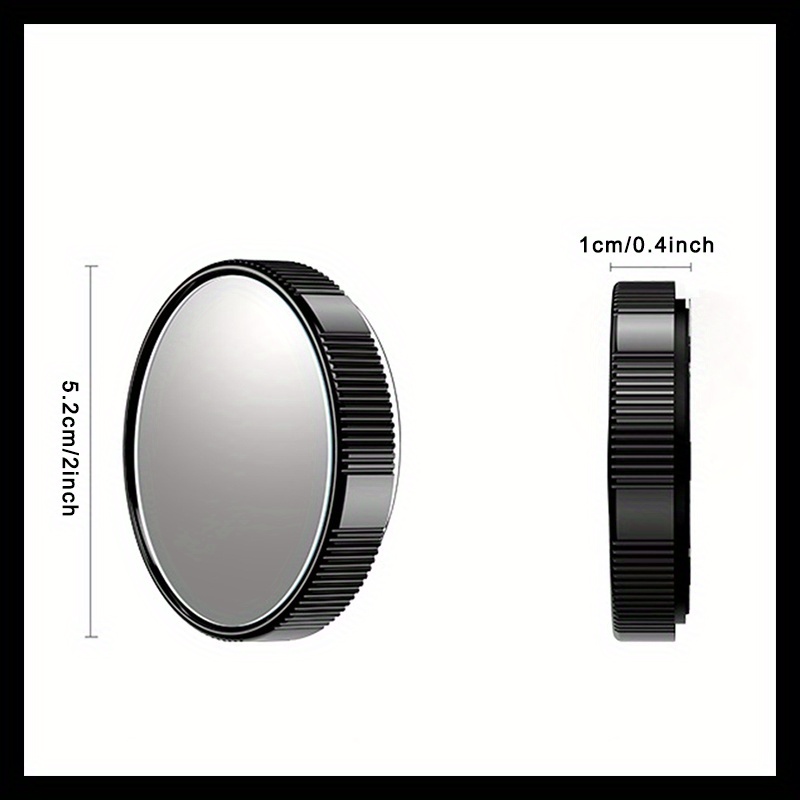 TEMU 2pc, Blind Spot Car Mirror, 2-inch Reusable High- Glass Convex 360 ° Wide-angle Side Mirror With Suction Cup, Suitable For Car Suvs And Trucks (black)