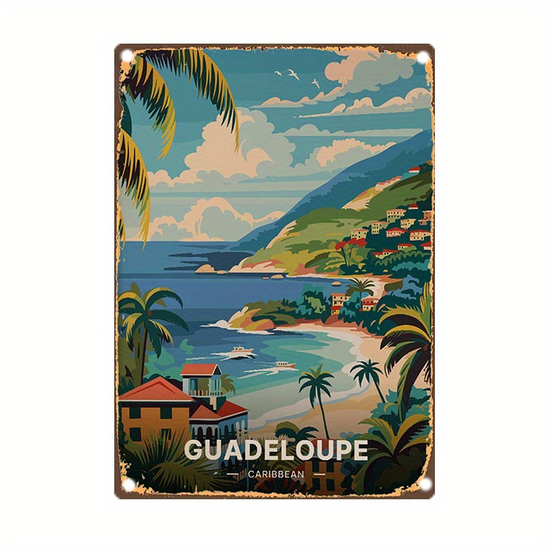 

1 pièce, Guadeloupe Plaque métallique vintage, 8x12 pouces, Décoration murale artistique, Scène de plage rétro des , Décoration de maison, jardin, bar, ferme, bureau, Œuvre d'art en fer