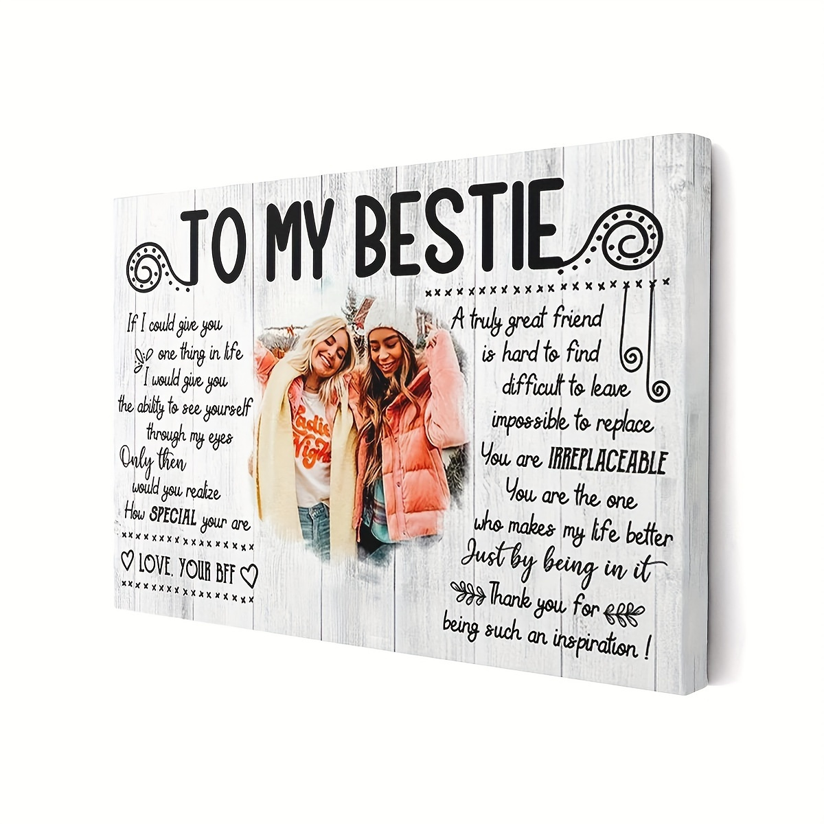 

Personalized Best Friend Tribute Framed Canvas Wall Art - Wood Frame, Heartfelt Print, Unique Gift, Ready To Hang, Waterproof Durable Decor - 11.8x15.7 Inch