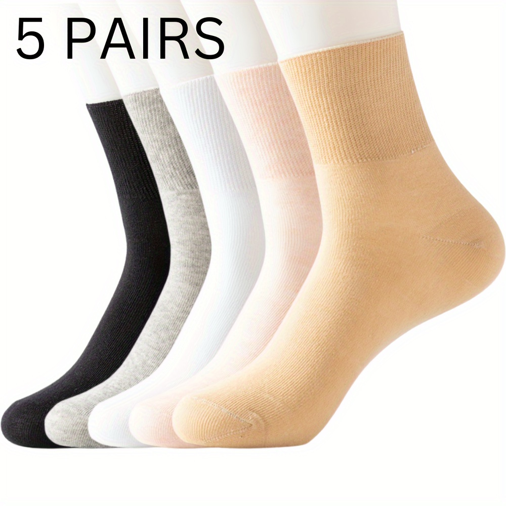 5 Pairs Women's Non-restrictive Socks, Comfortable And Unlimited Socks Suitable For Elderly And Pregnant Women, Perfect Gift