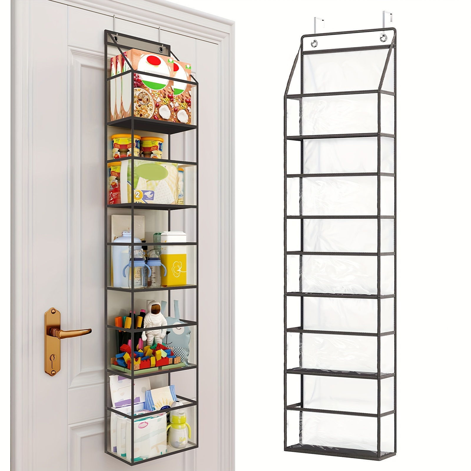 

5-tier Gray Over The Door Pantry Organizer With Clear Pockets - Space-saving, Effortless Organization For Closets, Bedrooms & Bathrooms