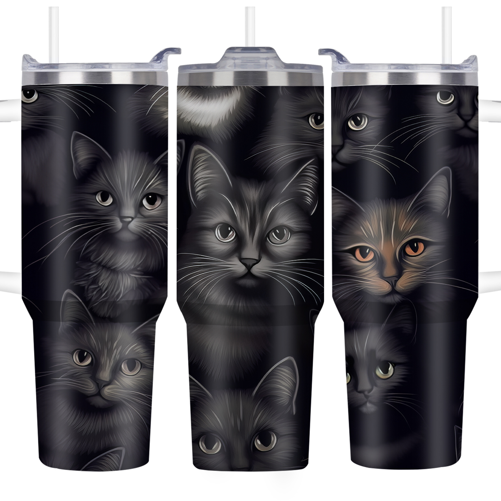 

40oz Stainless Steel Black Cat With Lid - Leakproof, Insulated Travel Coffee Mug For Cat Lovers - Perfect Gift For Women, Teachers, Birthdays & Valentine's Day, Fun, Vacuum, Gifts For