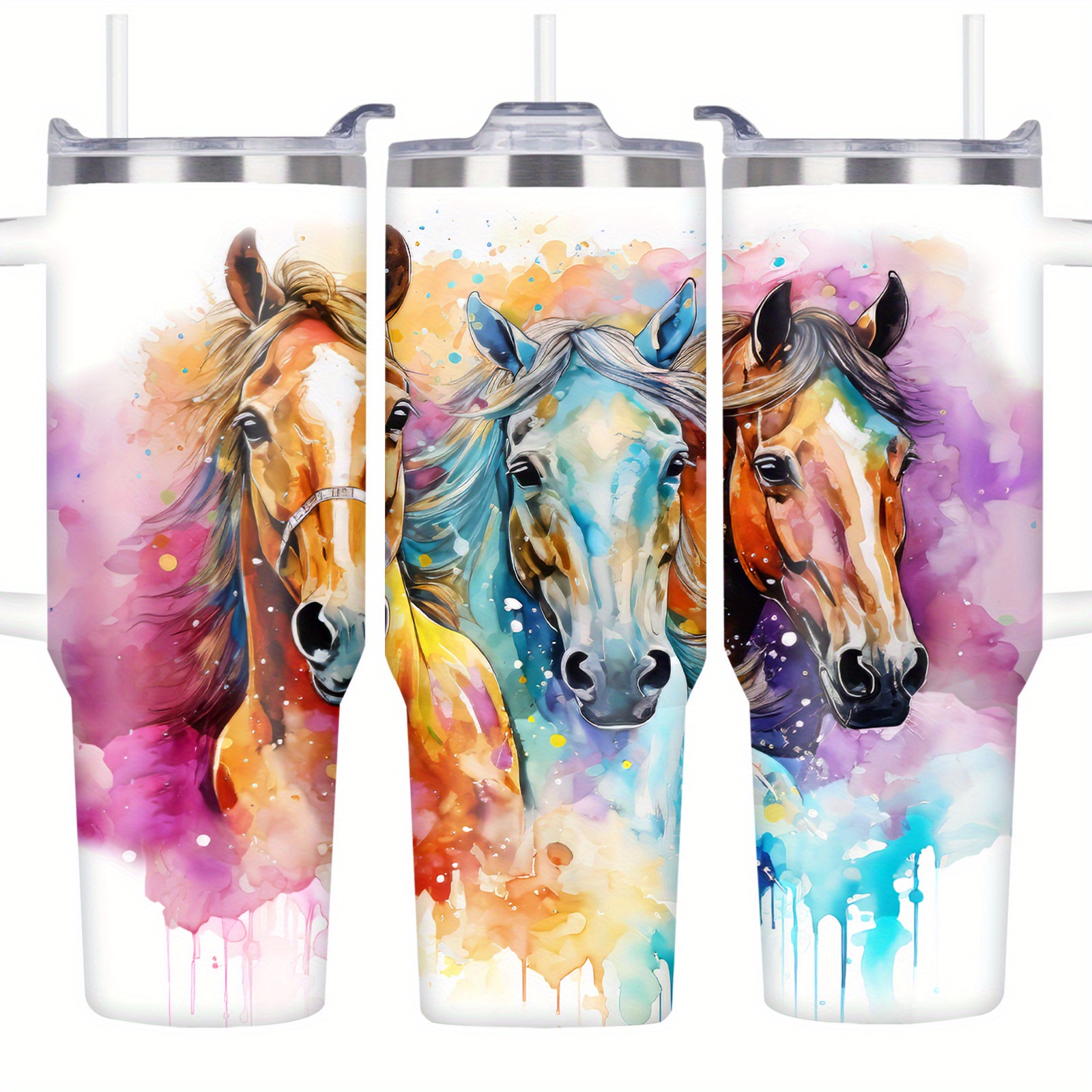 

1pc, 40oz/1100ml Horses Tumbler, Coffee Travel Mug, Double Wall Stainless Steel Vacuum Insulated Tumbler With Lid, Horse Tumblers For , Equestrian Gift For Women Sister Christmas Birthday