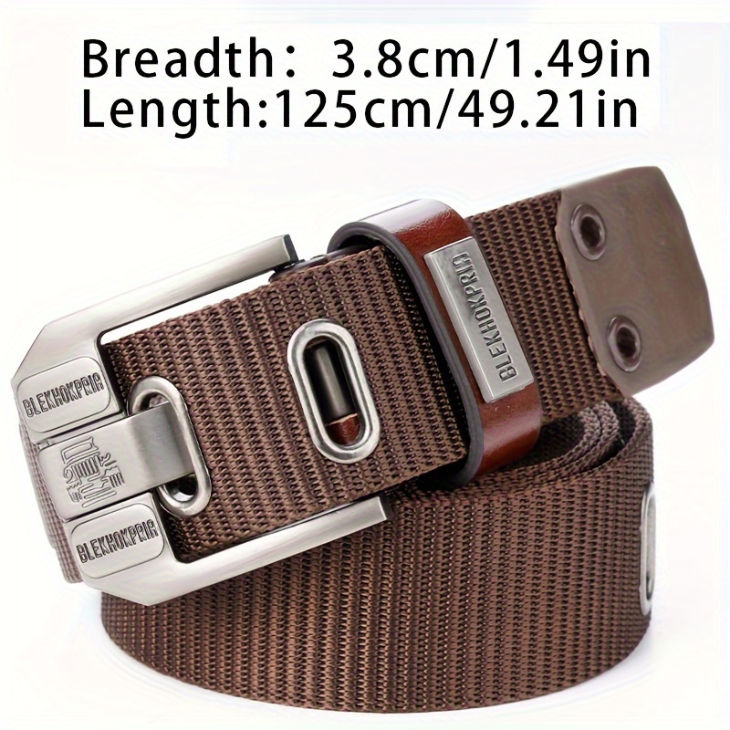 Adjustable Nylon Belt with Square Buckle for Men