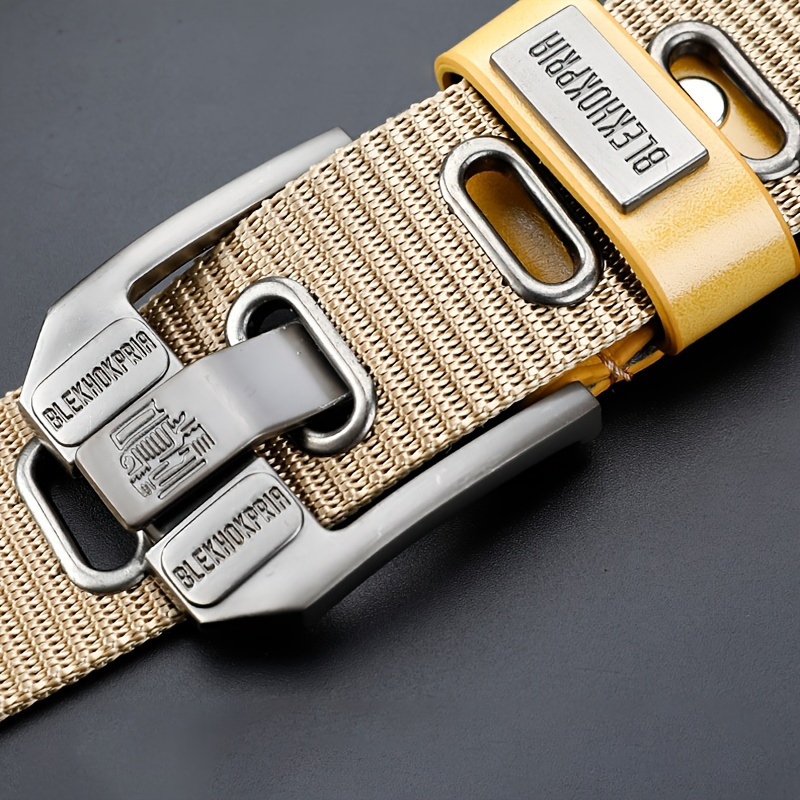 Adjustable Nylon Belt with Square Buckle for Men