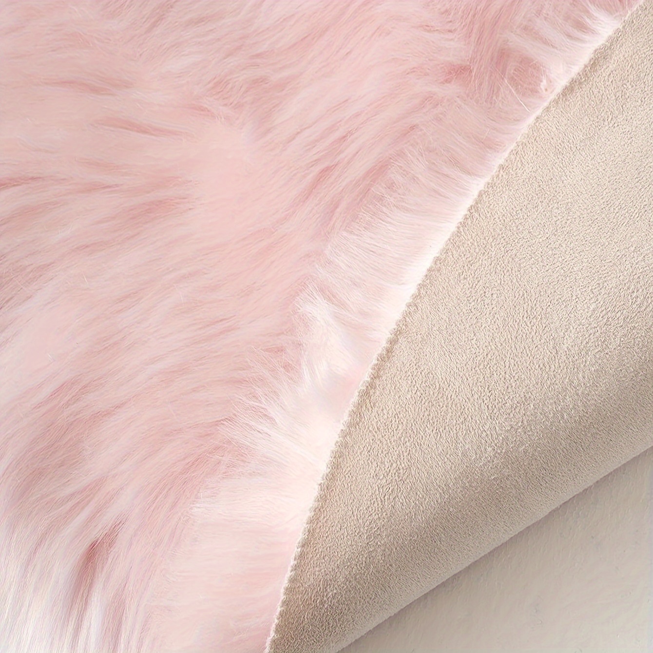   heart shaped plush pink   sheepskin rug soft cozy for girls bedroom vanity chair home decor perfect gift for christmas valentines day thanksgiving details 3