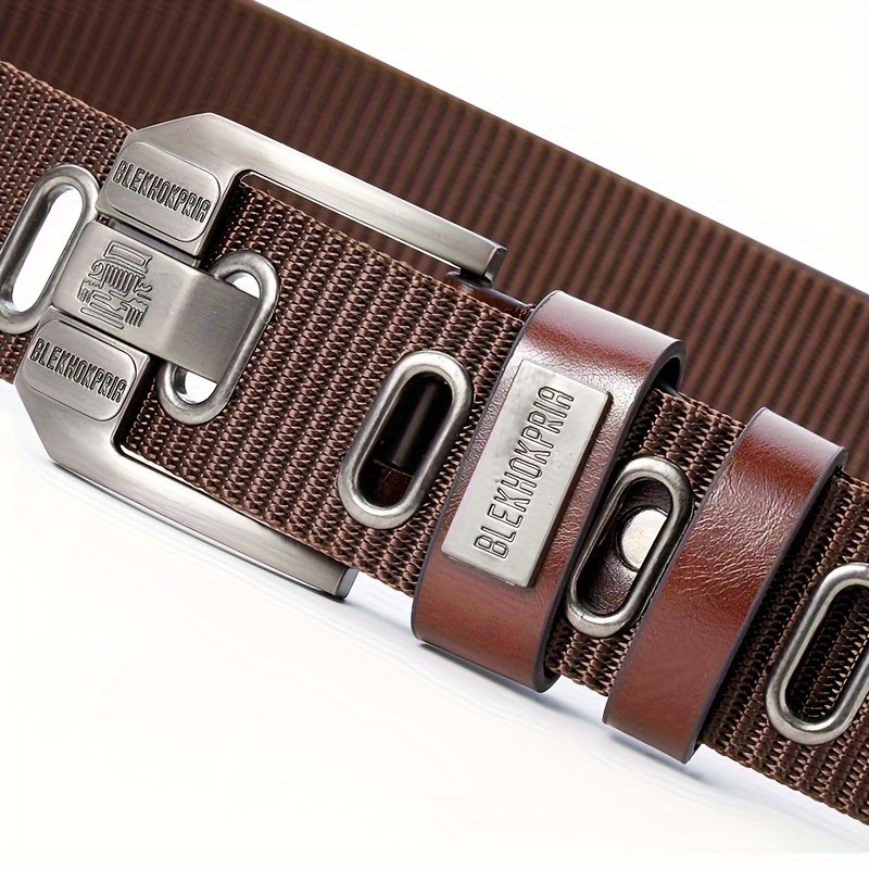 Adjustable Nylon Belt with Square Buckle for Men