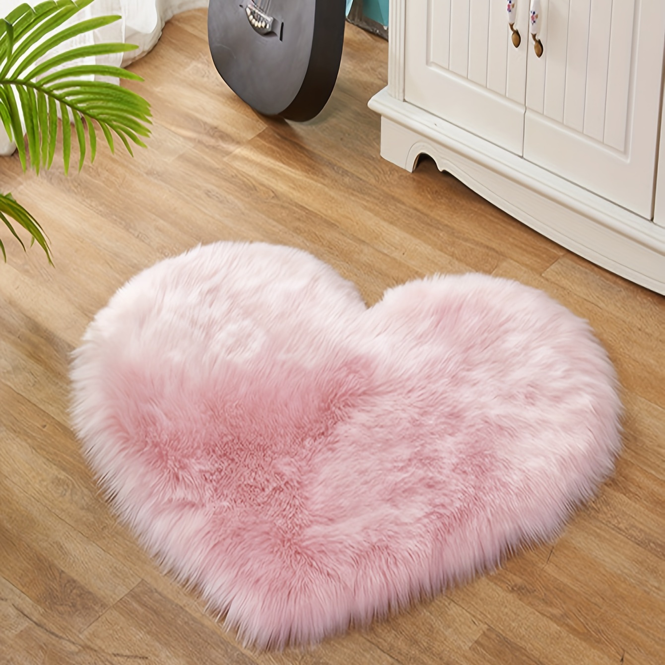   heart shaped plush pink   sheepskin rug soft cozy for girls bedroom vanity chair home decor perfect gift for christmas valentines day thanksgiving details 1