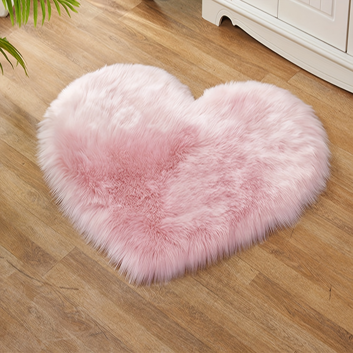   heart shaped plush pink   sheepskin rug soft cozy for girls bedroom vanity chair home decor perfect gift for christmas valentines day thanksgiving details 0