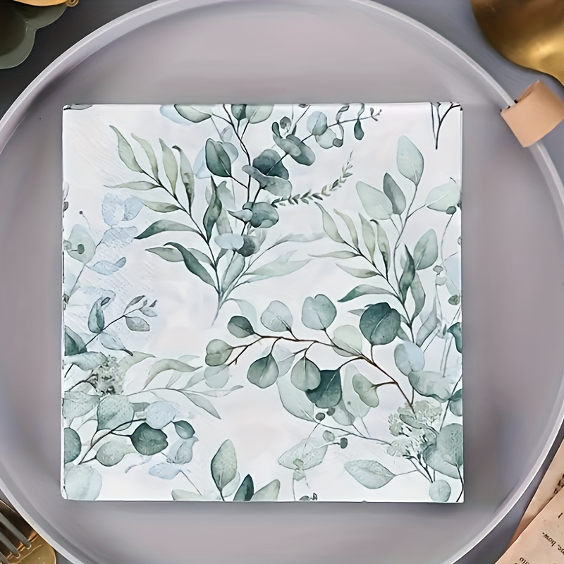 

Eucalyptus Leaf Paper Napkins -10/40pcs, 2 , 4.9×4.9in Foldable, Suitable For Weddings, Bride Parties, Birthdays, Bars And Adult Events, Christmas, Halloween, Easter, Day Of Light, Thanksgiving