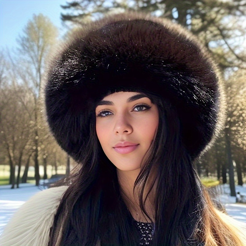 

Chapeau d'Hiver en Fausse Fourrure Élégant pour Femme - , Tricoté en Peluche avec Ajustement Élastique | Idéal pour les Activités en Extérieur & Cadeau | Lavage à /, Vêtements d'Hiver pour Dames