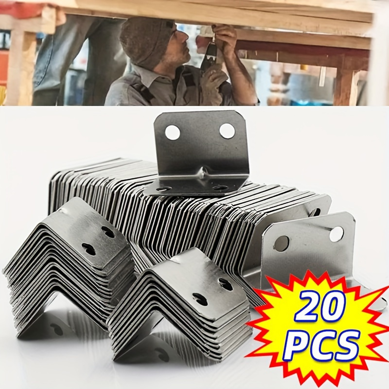 

20-pack Stainless Steel L-shaped Corner Braces, 90 Degree Angle Joint Reinforcement Bracket Fasteners For Furniture, Tables, Chairs, Cabinets