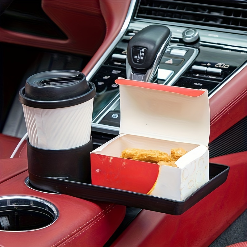 

Car Cup Holder & Storage Tray - Multifunctional Organizer For Drinks And Snacks, Abs Material, Essential Auto Interior Accessory