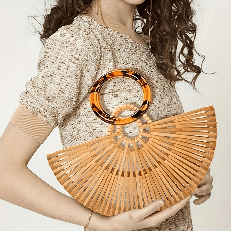 bamboo handbag clutch satchel european style Temu - Main Image