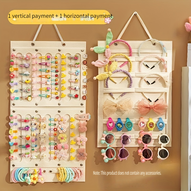 E-shop 2 Stück Wandmontiertes Aufbewahrungsregal für Haarklammern, Stirnbänder Haargummis, Haaraccessoire-Displayregal, Filz-Aufbewahrungsregal