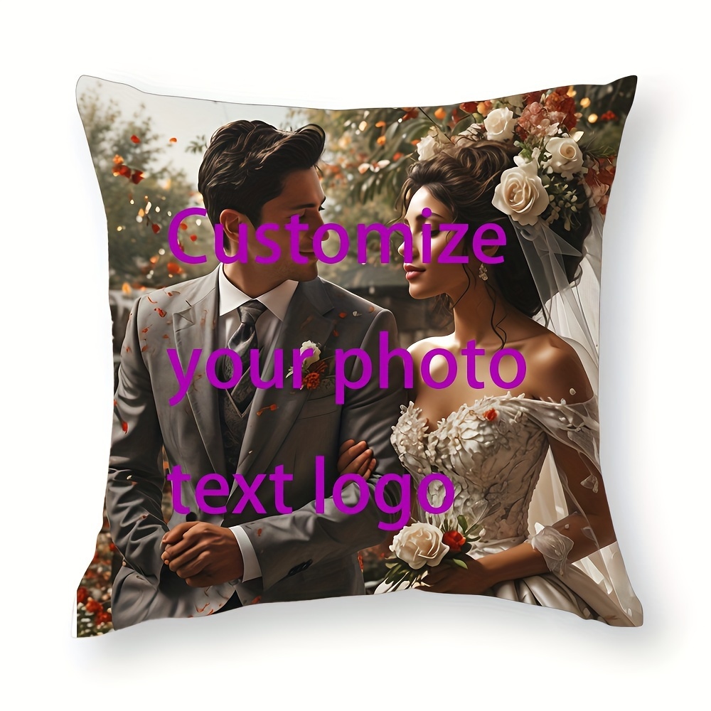 1  photo cushion cover polyester woven single sided print ideal for couples pets   life milestones halloween christmas gift 18x18 inches details 2