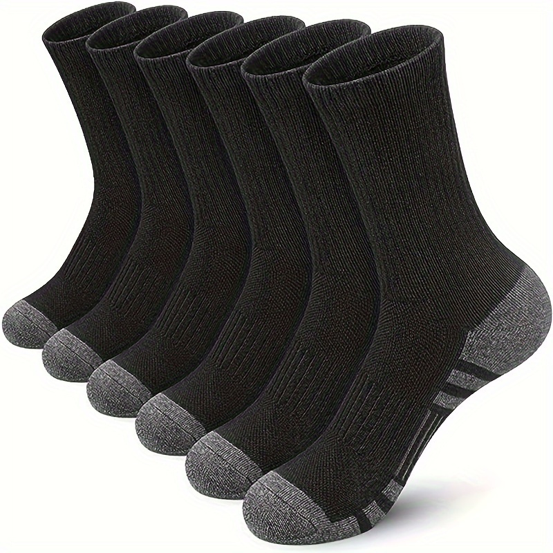 

6pairs Of Premium Mens Mid-length Sports Socks - Breathable, Sweat-absorbing, And Ultra-comfortable Striped Socks For - Polyester Knit Fabric, Perfect For Spring, Summer, And Autumn