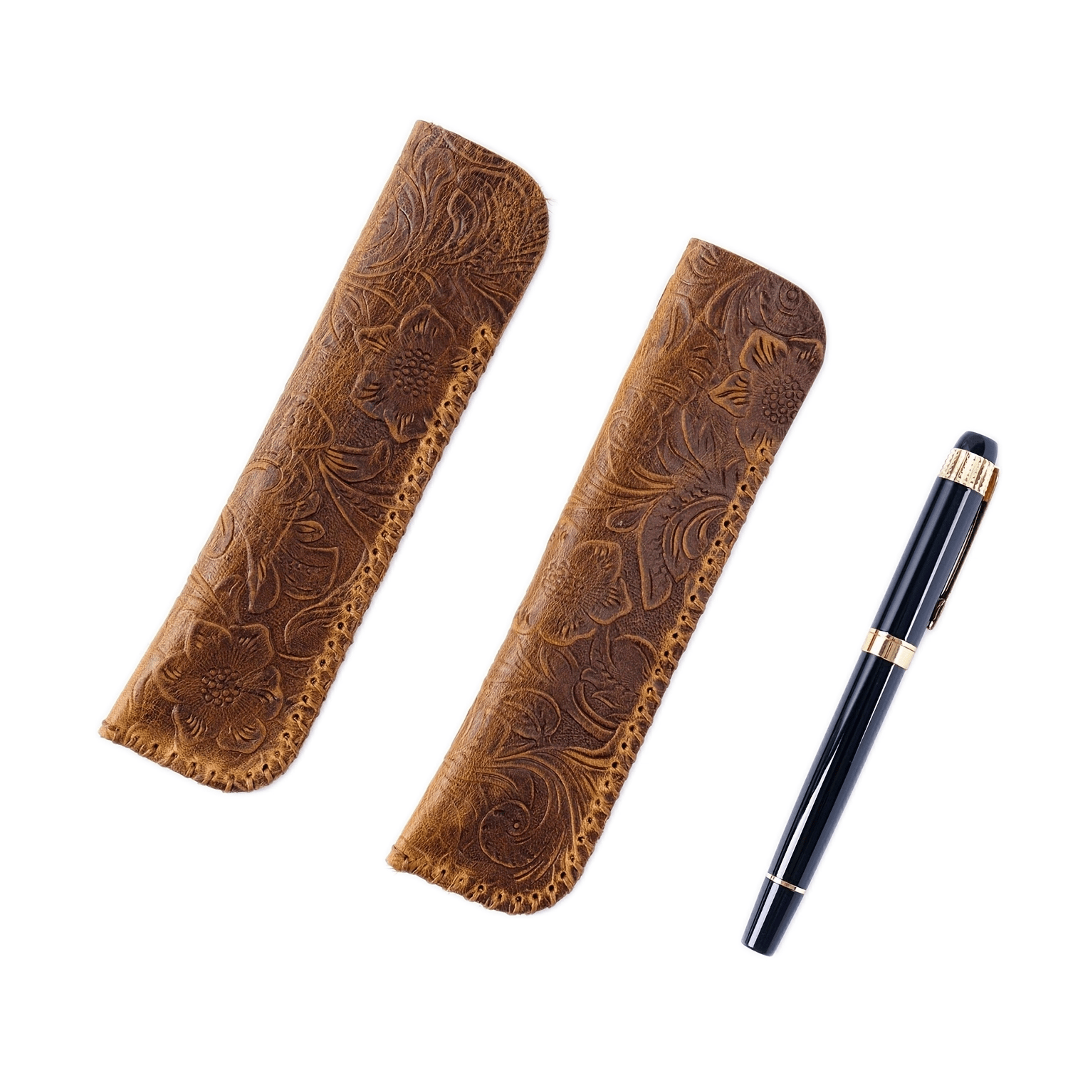 

Original Cowhide Pen Case Carved Pattern Pen Bag Personality Retro Pure Handmade Cowhide Knife Case Outdoor Sports Protective Cover