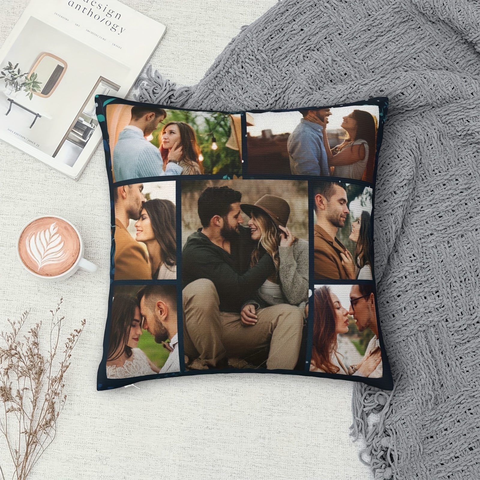 1  photo cushion cover polyester woven single sided print ideal for couples pets   life milestones halloween christmas gift 18x18 inches details 0