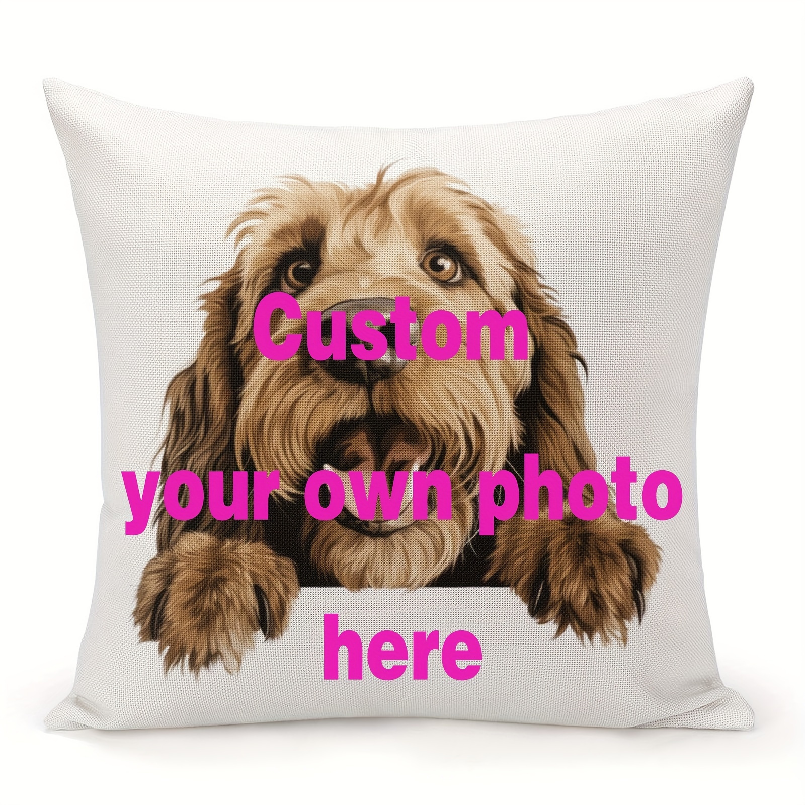 

Custom Dog Photo Pillow - Personalized Pet Memorial Gift, Soft Polyester, Single-sided Decorative Cushion For Home, Insertion, Without