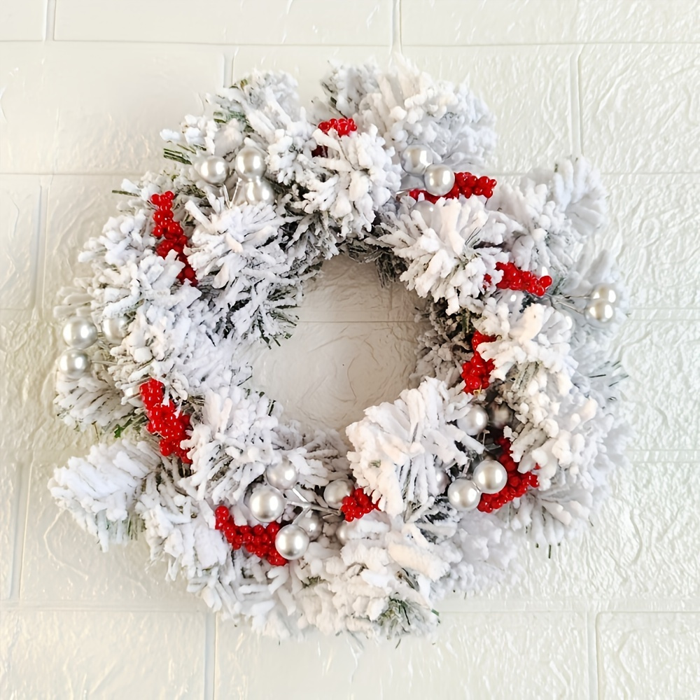 1pc, Christmas Wreath, Christmas Candle Wreath, Tabletop Candle Holder Wreath Decoration, Fluffy Wreath, Christmas Decoration Supplies, Home Decoration, Holiday Decoration, Room Decoration