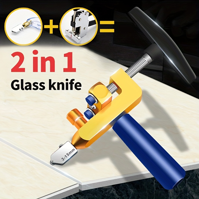 Yoidesu Cortador de vidrio portátil tipo rueda de mano, cortador de vidrio  con mango antideslizante para corte de vidrio de 3 ~ 0.591 in para corte de