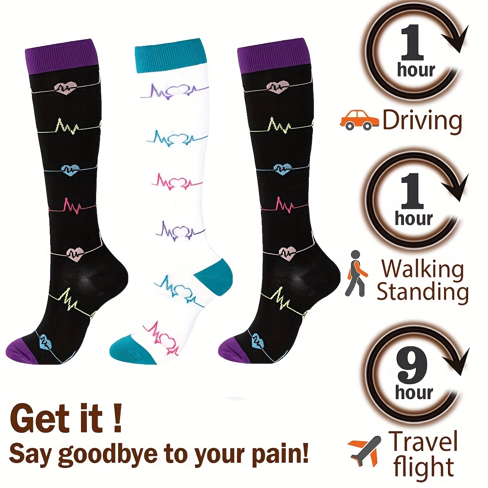 Compression Stockings 23-32 mmHg Women Men Support Socks Flight Travel  Nurses