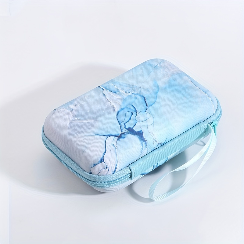 E-shop 1 Stück EVA Marmor-Druck Kopfhörer-Ladegerät Organizer-Tasche - Anti-Rutsch-Reißverschluss, Pastell-Marmordesign, Leicht & Langlebig für