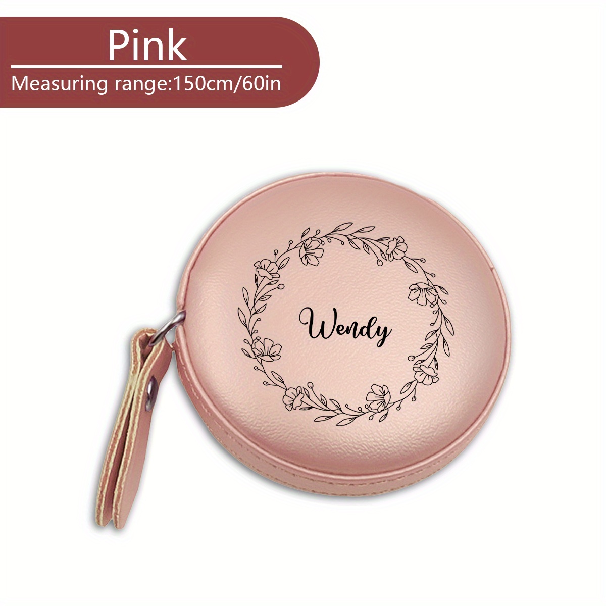 TEMU 1pc Customized Name Pu Measuring Tape Adorable Mini Sewing Tool Soft And Portable 1.5m Retractable Measuring Tool 60in Roll Tape Ideal Birthday