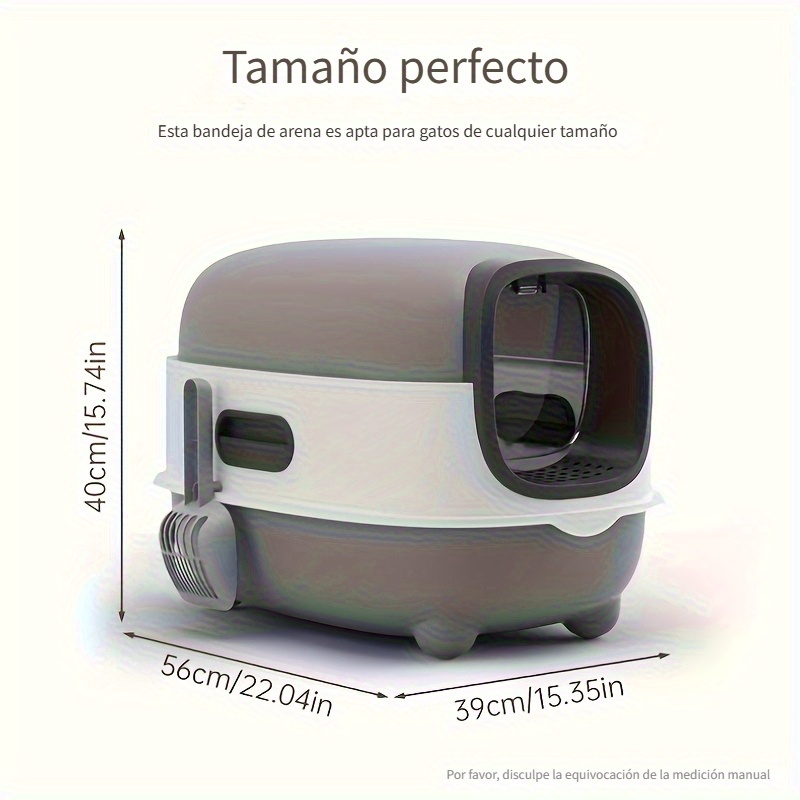 caixa de   sellada para gatos de   11   + control de olores + diseño rectangular + plástico   + paleta aleatoria   incluida, solo uso interior