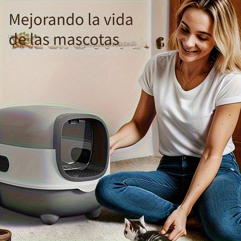 caixa de   sellada para gatos de   11   + control de olores + diseño rectangular + plástico   + paleta aleatoria   incluida, solo uso interior