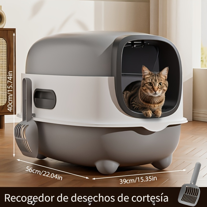 caixa de   sellada para gatos de   11   + control de olores + diseño rectangular + plástico   + paleta aleatoria   incluida, solo uso interior