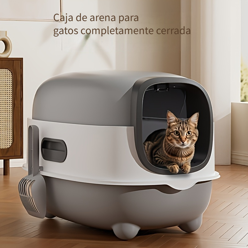 caixa de   sellada para gatos de   11   + control de olores + diseño rectangular + plástico   + paleta aleatoria   incluida, solo uso interior