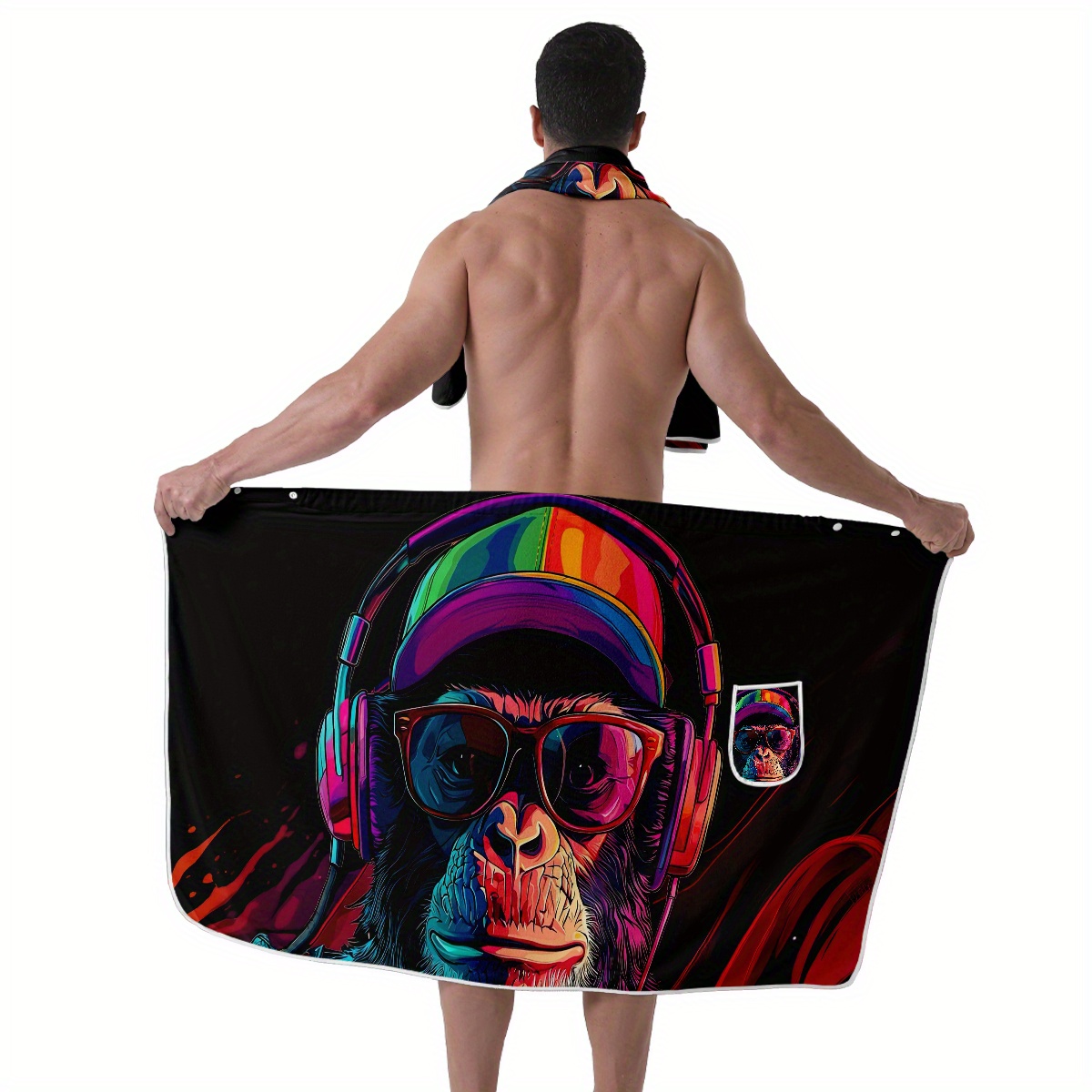 TEMU 2pcs Men's Bath Skirt Set Sauna Bath Towel Skirt Men's Button Bath Towel Skirt Non-slip Bath Towel Spa Sauna Beach Resort Bathroom Supplies Dry