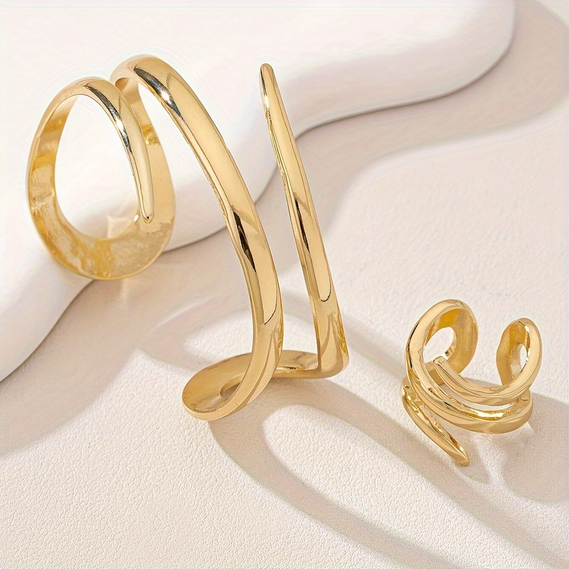2pc Minimalist Geometric Bracelet and Ring Set for Women