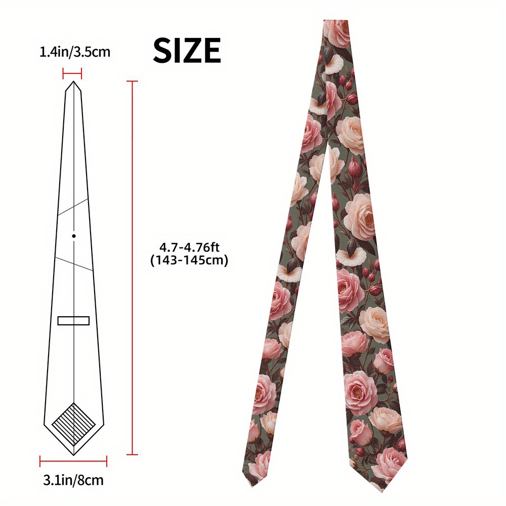 TEMU 1 stuks, Modieus Vintage Bloem Roos Design Stropdas voor Mannen, Gemaakt van Makkelijk te Onderhouden, Geschikt voor Iedereen, Ideaal voor