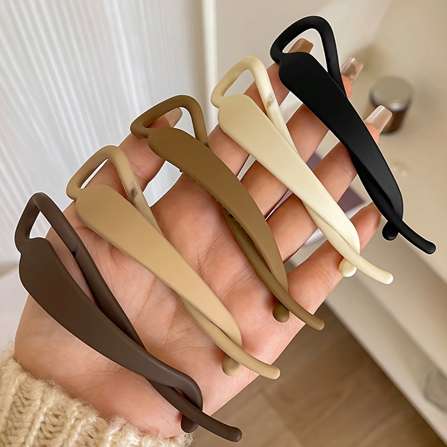 E-shop 5-teiliges Set Damen 4,33-Zoll Kunststoff-Haarklammern - Minimalistische elegante Haarnadeln für , Partys, Reisen - , Khaki, - Vielseitige